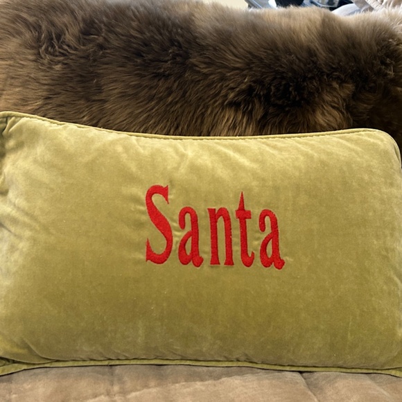 BALLARD DESIGN VELVET GREEN "SANTA" PILLOW COVER ONLY 11 X 20 IN CHRISTMAS - Picture 7 of 7